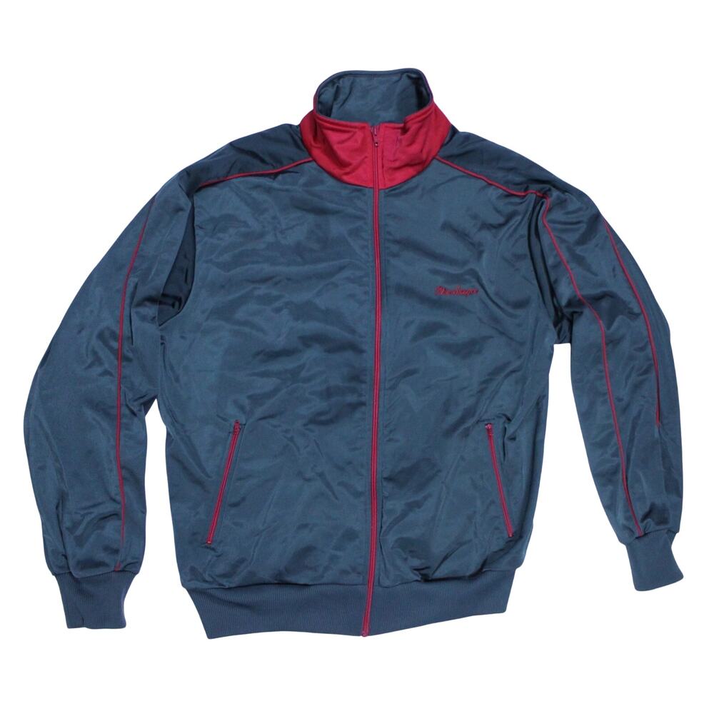 Vintage MacGregor track jacket full zip grey red trim sz L polyester 70s 80s